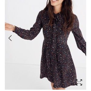 Madewell Basalm Tie-Neck Dress in Starry Night
